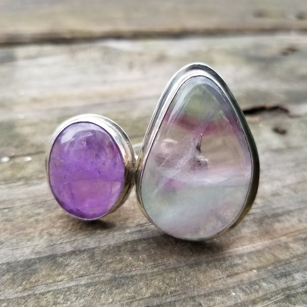 Unicorn Magic Handmade Amethyst & Flourite Ring